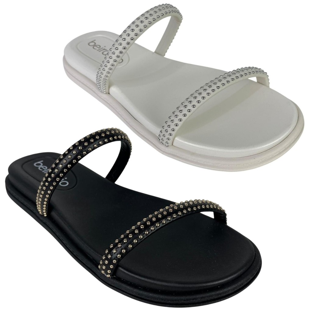 Chinelo Beira Rio Conforto Feminino Slide Tiras Strass Brilho Original Moda
