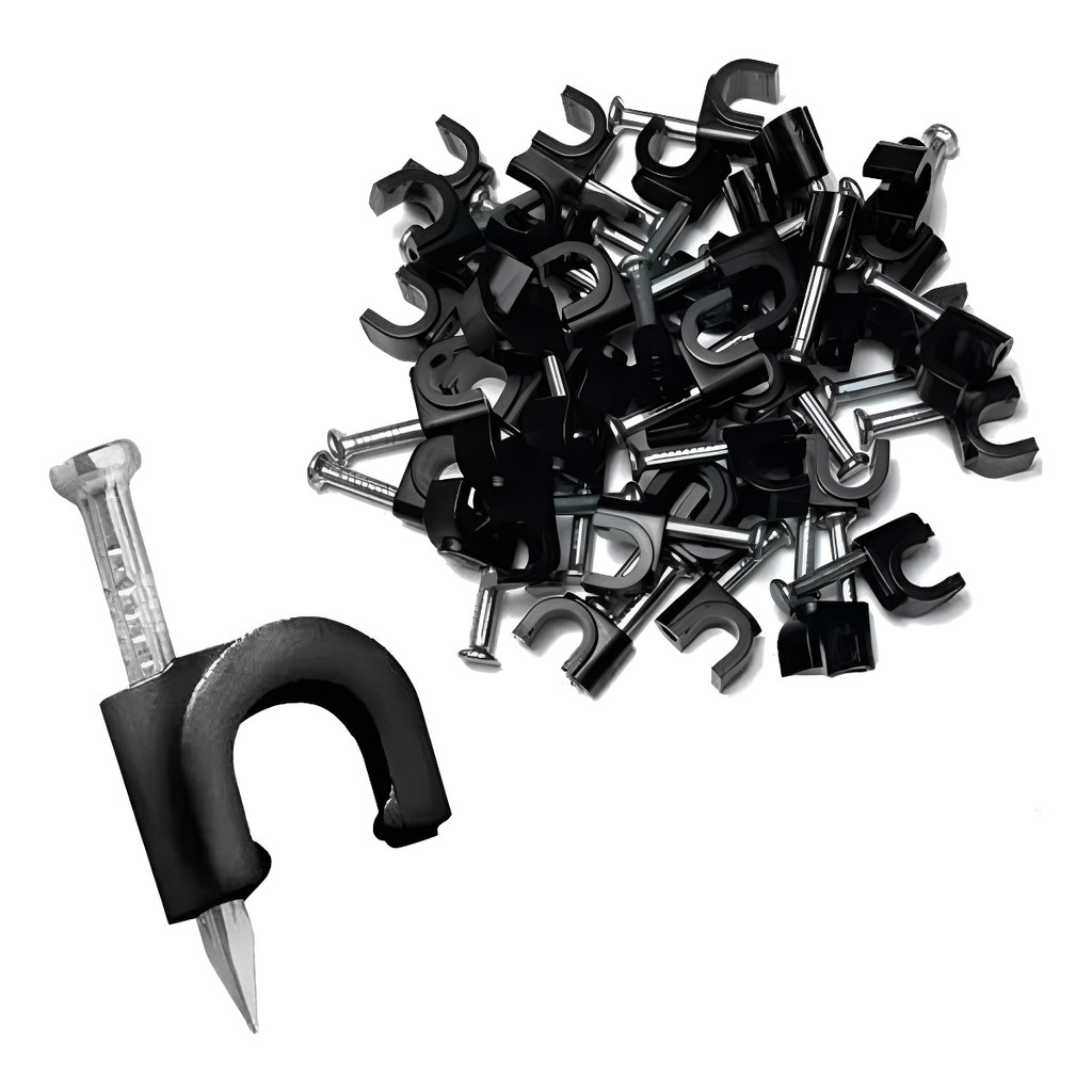 Kit 200 Fixa Cabo 8mm Para Cabo Rg6 Preto
