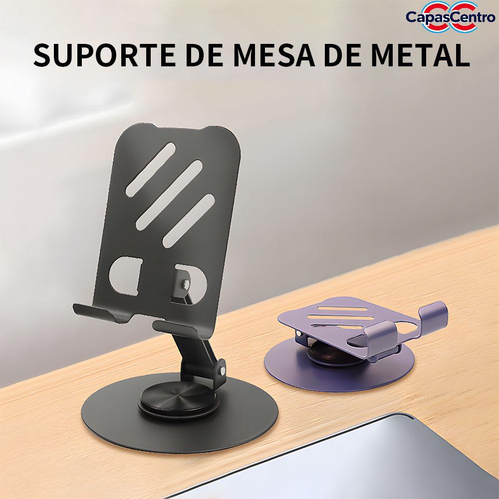 Suporte Para Celular Aluminio De Mesa Base Rotatoria Ajustavel 360° Smartphonese Tablets