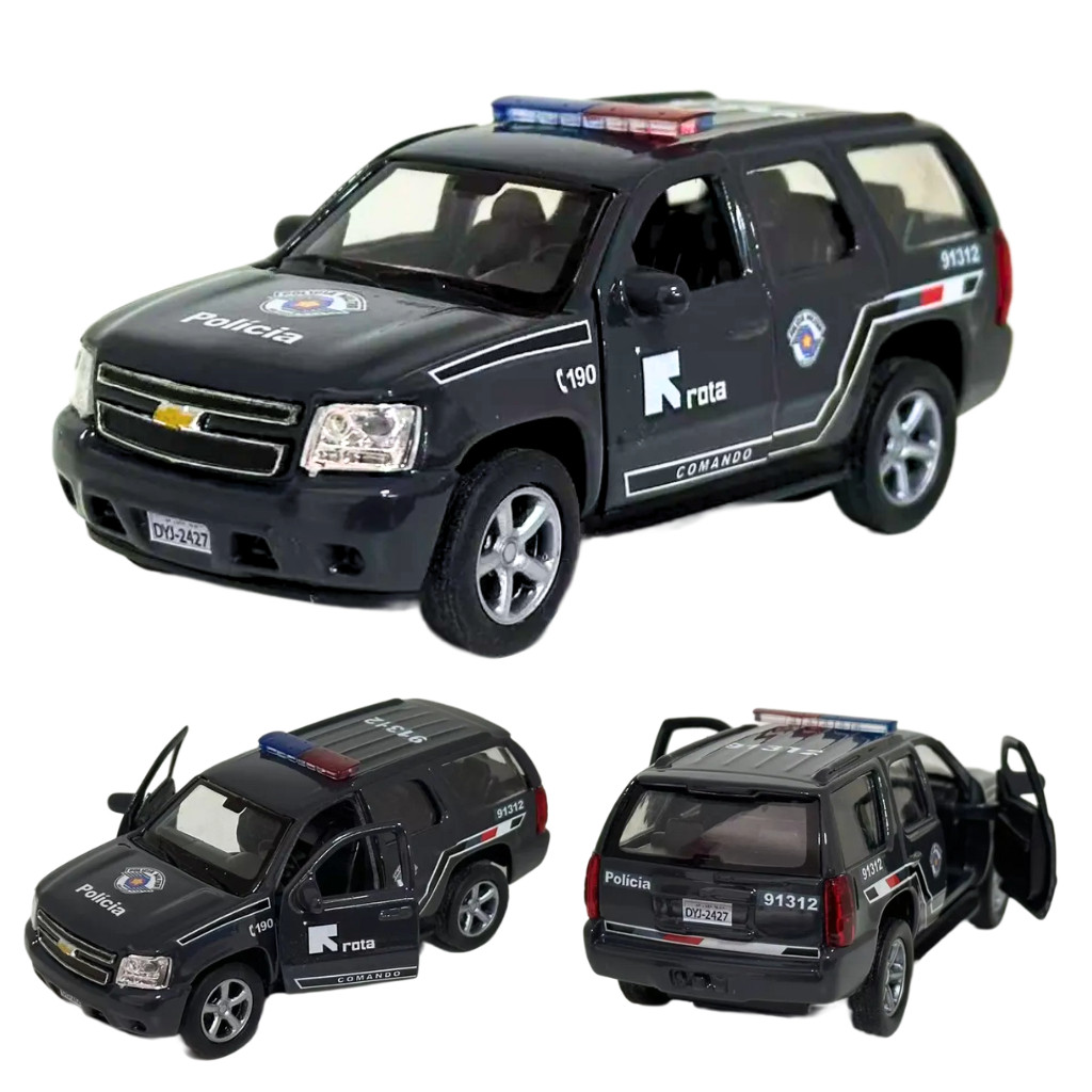 Miniatura Viatura ROTA Chevrolet – Metal 1:43 | Cinza, Detalhamento Realista, Colecionável!