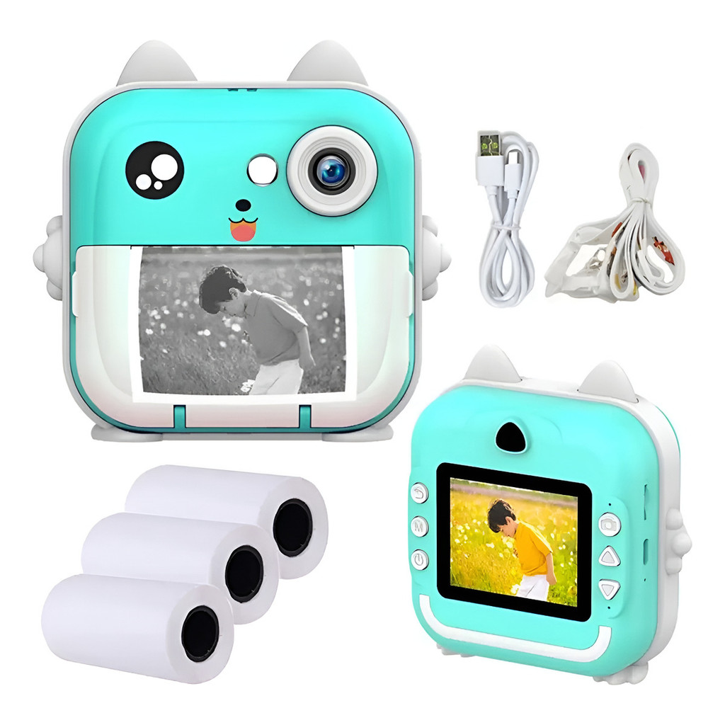 Camera Digital Infantil Impressora Imprime Foto + 3 Rolos