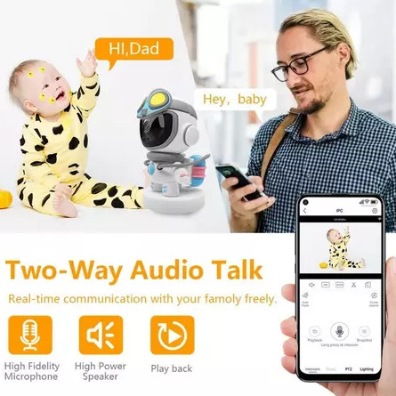 Câmera De Segurança Astronauta Com Wifi Ip Baba Eletrônica 360º microfone áudio bivolt 1080p YOOSEE