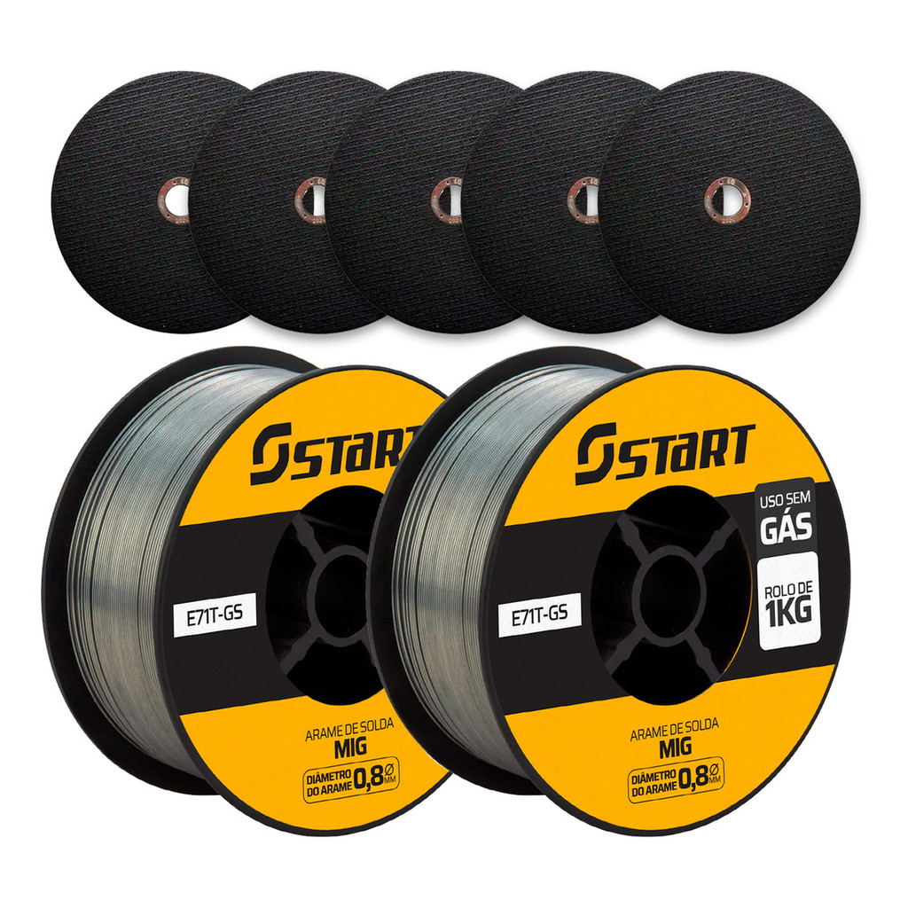 2 Arames De Solda Mig Uso Sem Gás 0,8mm 1 Kg V8 Brasil + 5 Discos De Corte Para Ferro E Inox em Oferta na Shopee