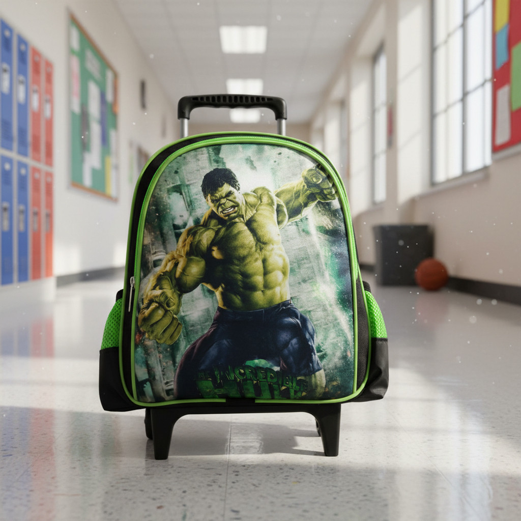 Mochila Hulk Escolar Rodinhas Infantil Pequena Creche Menino