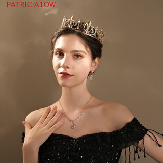 PATRICIA1OW King Crown , Faixa De Cabeça De Argola De Cabelo , Coroas De Príncipe De Metal , Tiaras Redondas De Liga Est
