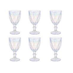 Jogo com 6 Taças Diamond Furta Cor Vidro 340ml Elegante para Drinks Água Suco e Vinho
