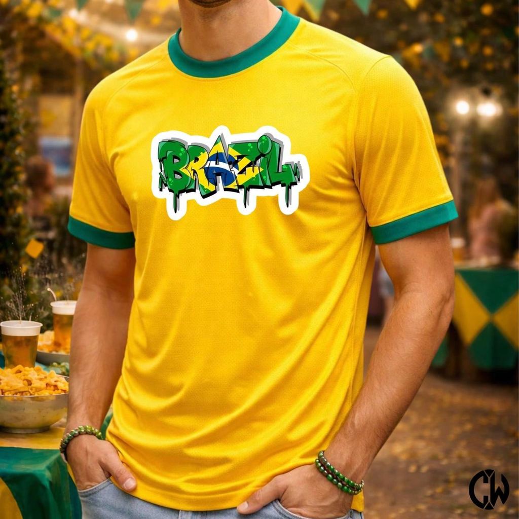 Camiseta Camisa DryFit Brasil Grafite Torcedor Copa do Mundo Lançamento Futebol