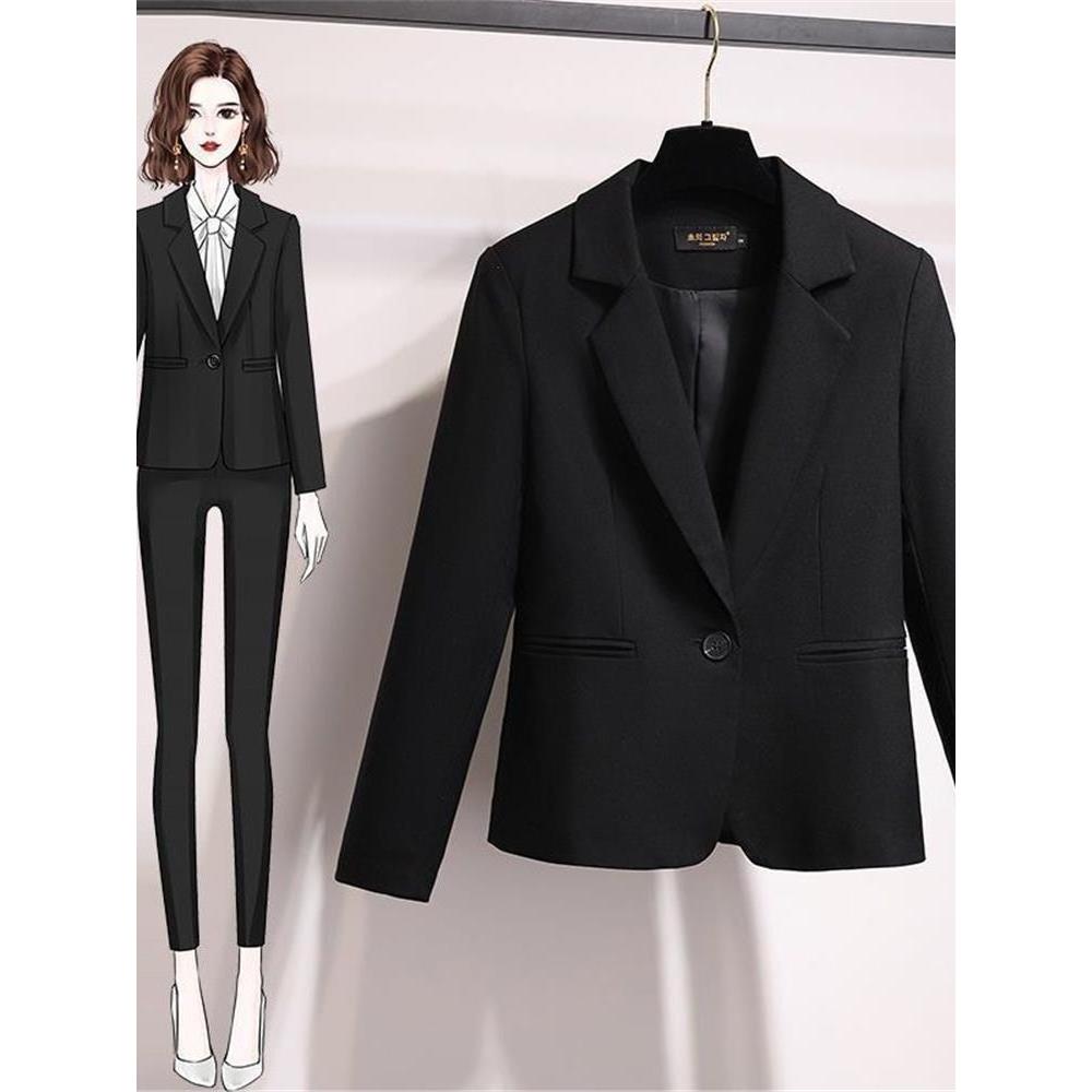 Preto pequeno terno jaqueta feminina 2025 primavera outono novo estilo temperamento fino-ajuste Casual pequeno pequeno t