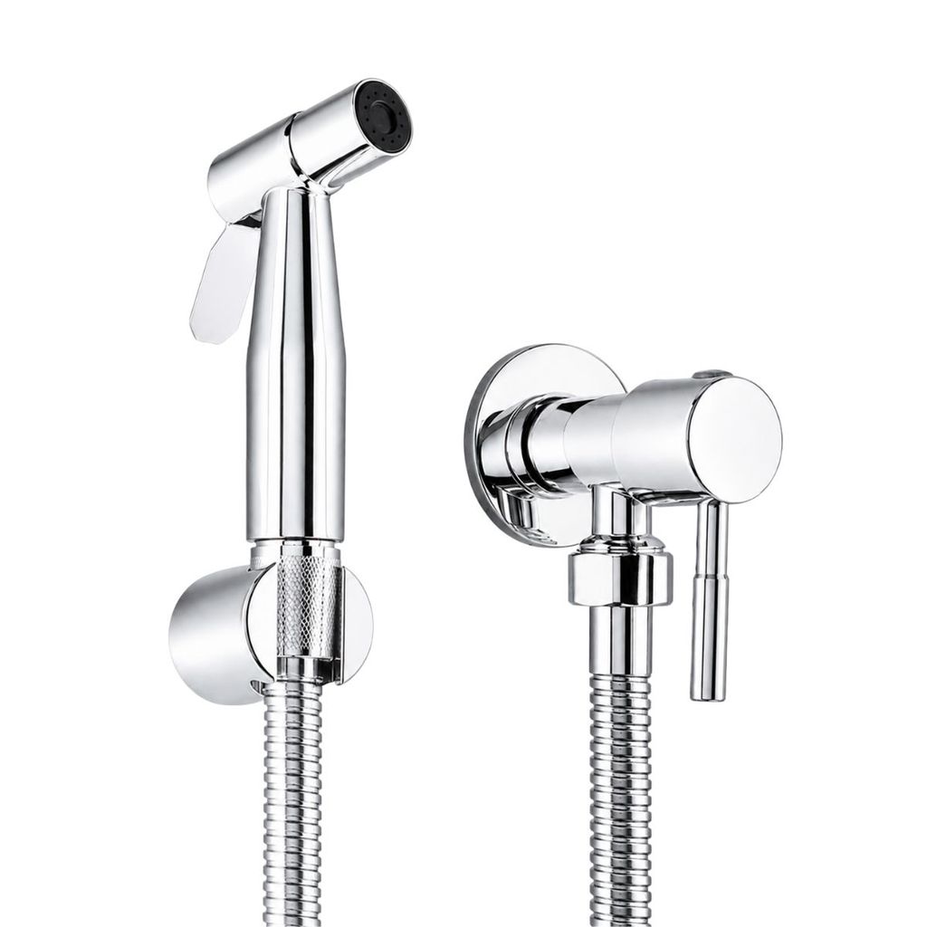 Ducha Higiênica Cromada Aço Inox Luxo com Alavanca 1/4 de Volta e Registro 1,20m Mangueira Completa