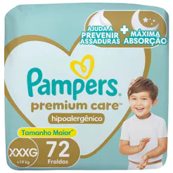 Fralda Pampers Premium Care Tamanho XXXG 72 Unidades Descartáveis