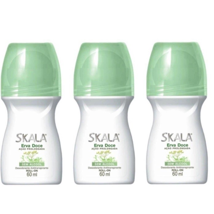 Kit 3 Desodorantes Roll On Skala Erva Doce 60ml cada