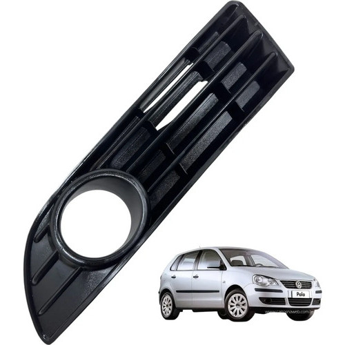 Grade Moldura Farol Milha Vw Polo 1.6 2008 Esquerdo Original Preto Esquerdo