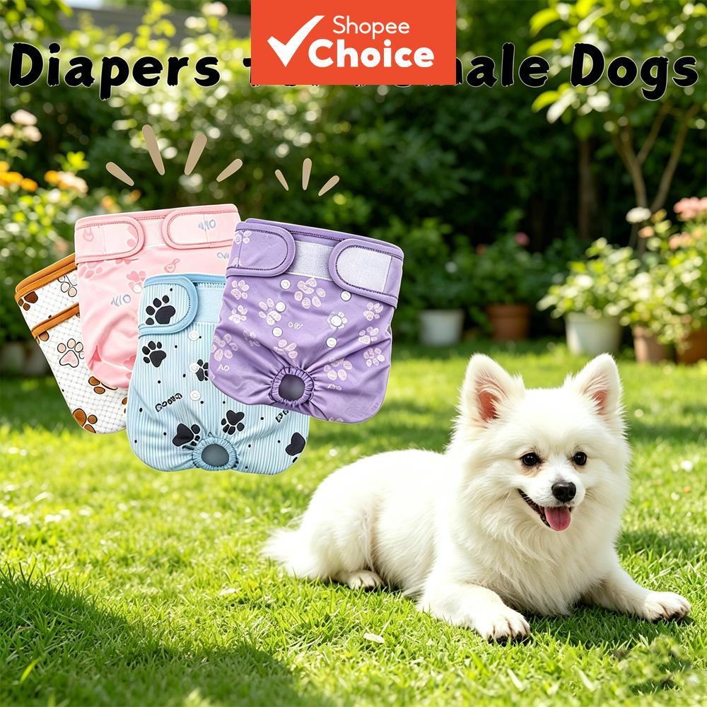Fralda Feminina Para Cachorro , Lavável , Reutilizável , À Prova De Vazamento , Desenho Animado , Velcro , Tamanhos Ajus