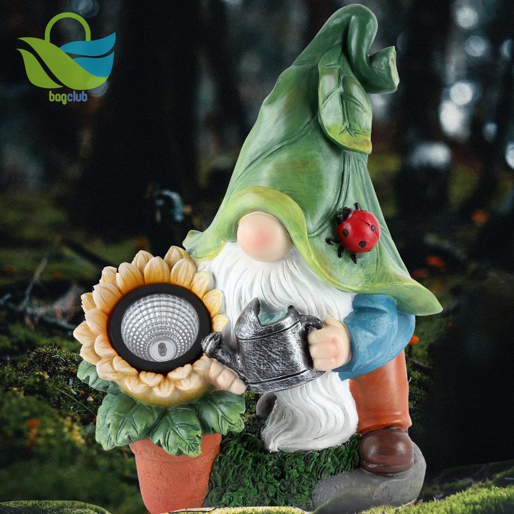 [Bagclub.br] Gnomo Solar Anão Escultura De Jardim Artesanato Ornamento De Resina Decoração De Pátio