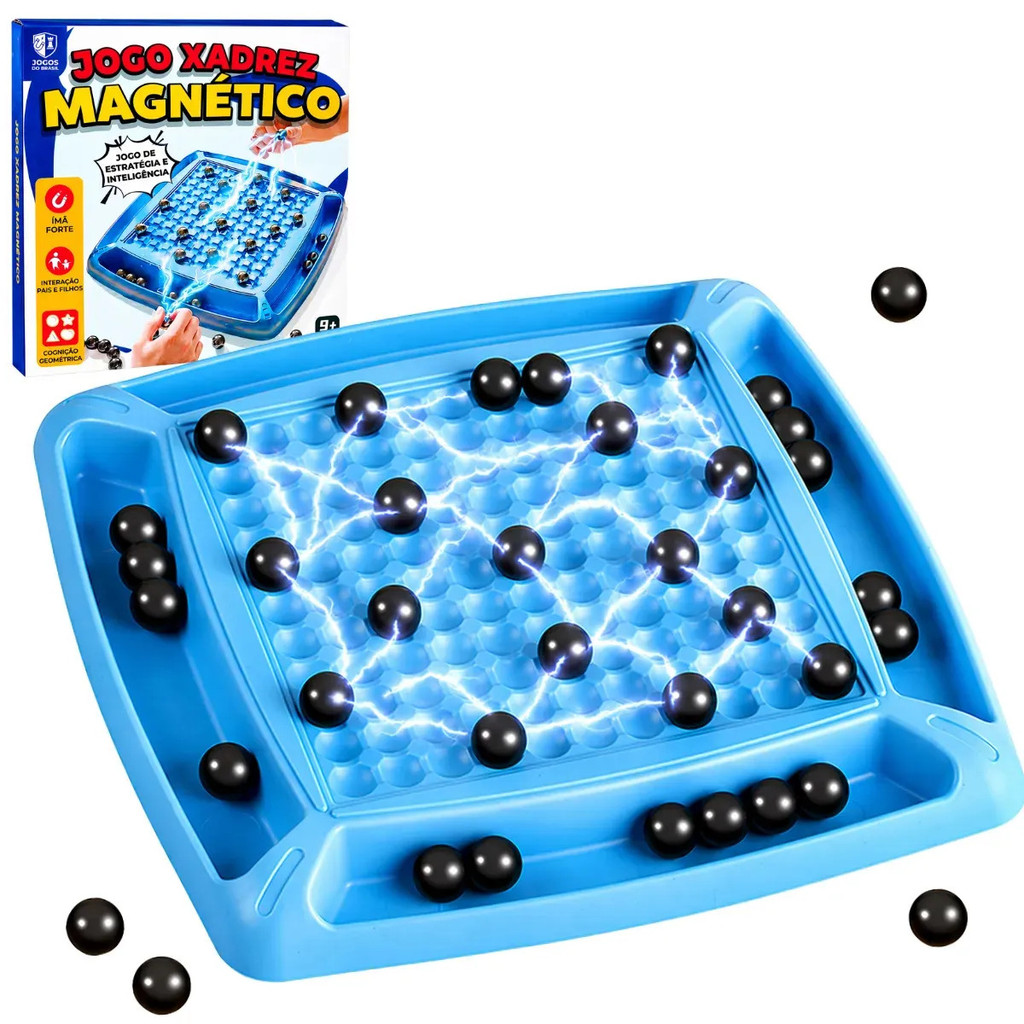 Jogo Xadrez Magnético Tabuleiro Com Esferas Lógica Criança Família Damas Portátil Viagem Brinquedo Educativo