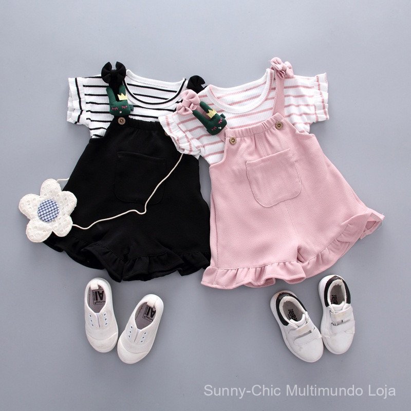 Roupas Infantis de Verão Novo Estilo de Verão Roupas Infantis / Calções Infantis de Manga Curta Conjunto de duas peças