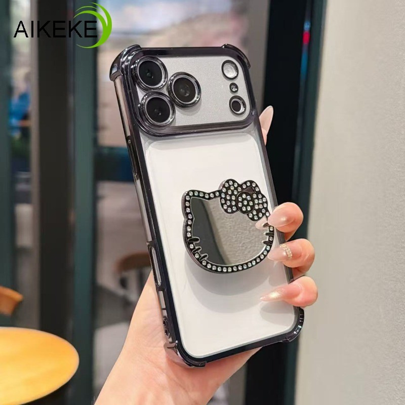 Glitter Diamante Espelho Kitty Titular Caso De Telefone Para Redmi Turbo 5 Max 4 Pro 3 10 9 Prime 9C 9A 9T 9i 4G 5G Chap