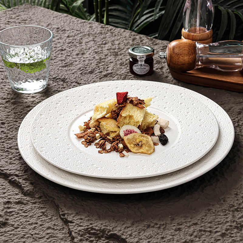 Francês high-end Hotel restaurante utensílios de mesa high-end luz luxo em relevo meteorito padrão placa plana comida oc