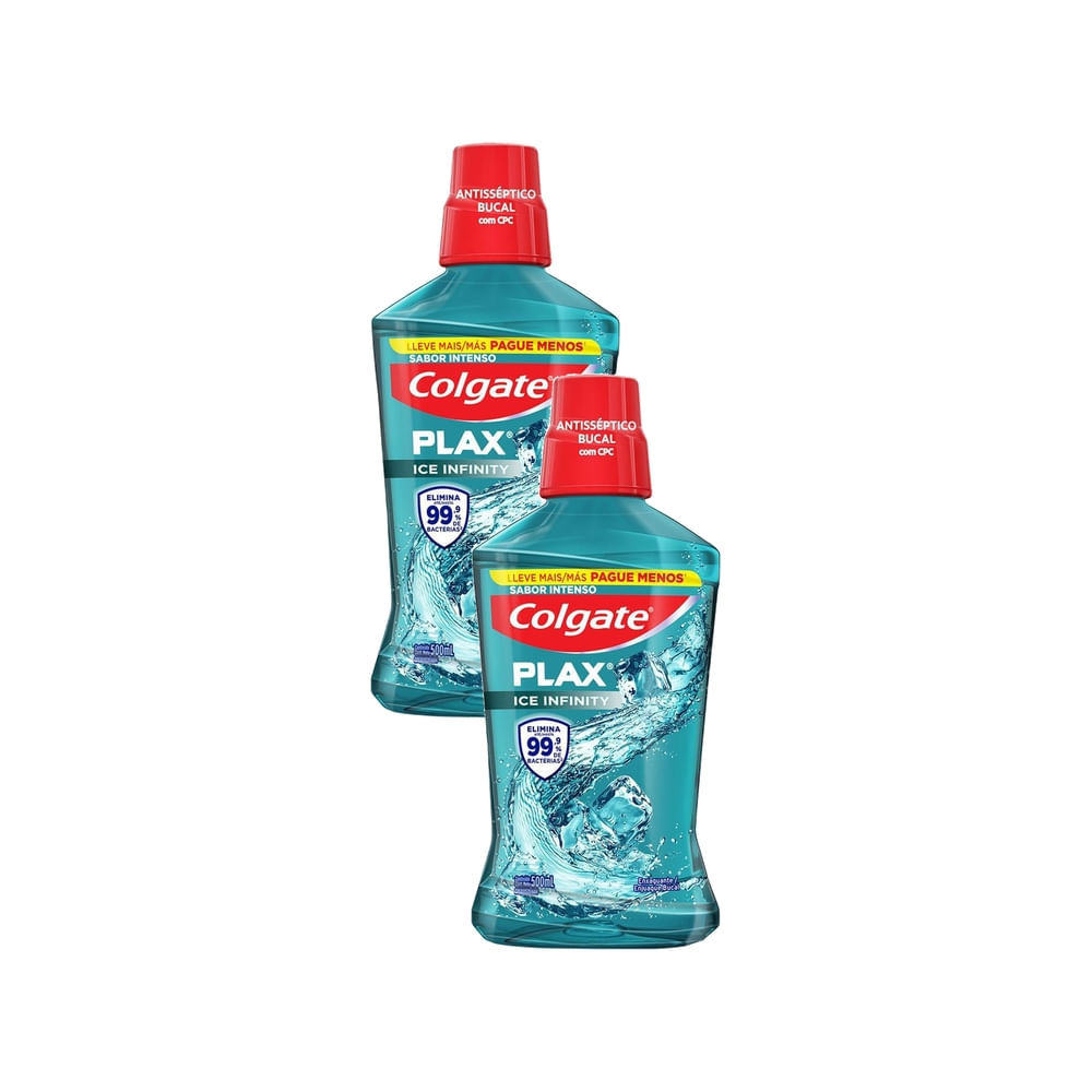 Kit 2 Enxaguante Bucal Colgate Plax Ice Infinity  Refrescância Leve 500ml Pague 350ml em Oferta na Shopee