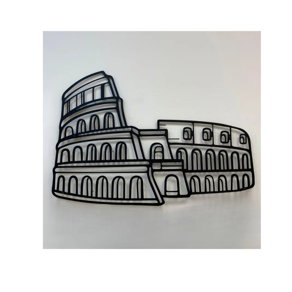 Quadro Decorativo de Ambiente Sala Quarto Escritório Coliseu Roma em MDF 3mm Preto Fosco