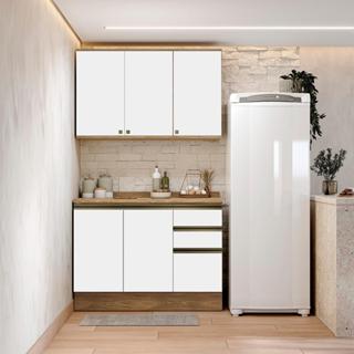 Armário de Cozinha Compacta 100% MDF 120cm Nogueira/Branco Celeste Kappesberg em Oferta na Shopee