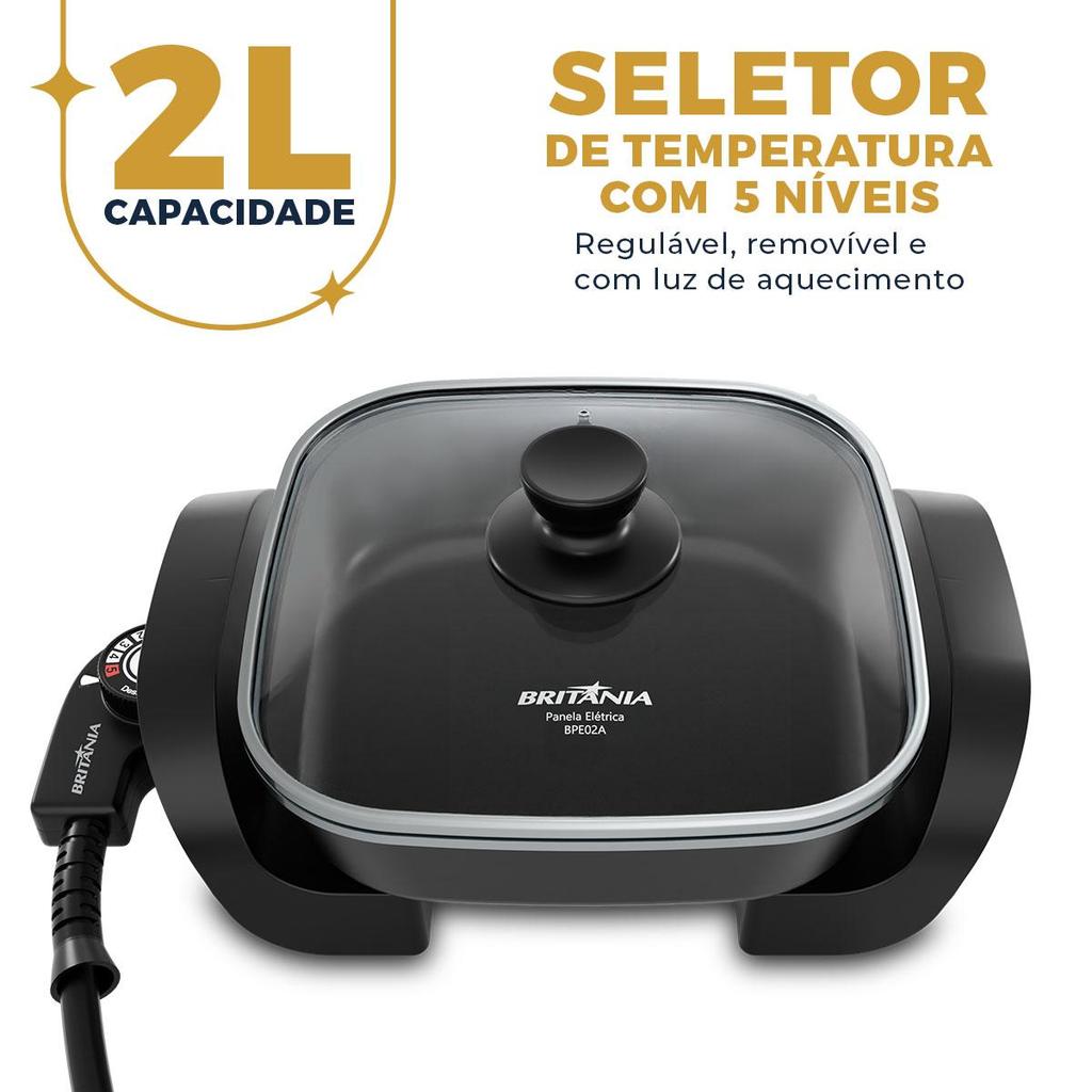 Detalhes do Panela Elétrica Britânia 2L 5 Temperaturas 650W BPE02A
