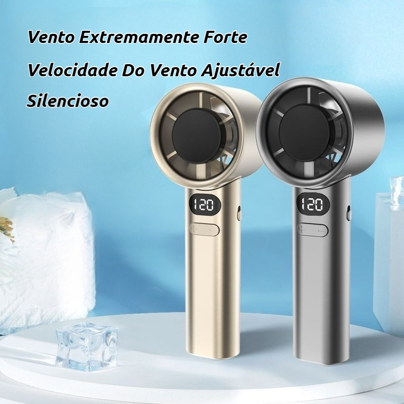 Mini Ventilador Turbo Portátil 120 Níveis De Velocidade Mudo Display LED Digital USB Recarregável