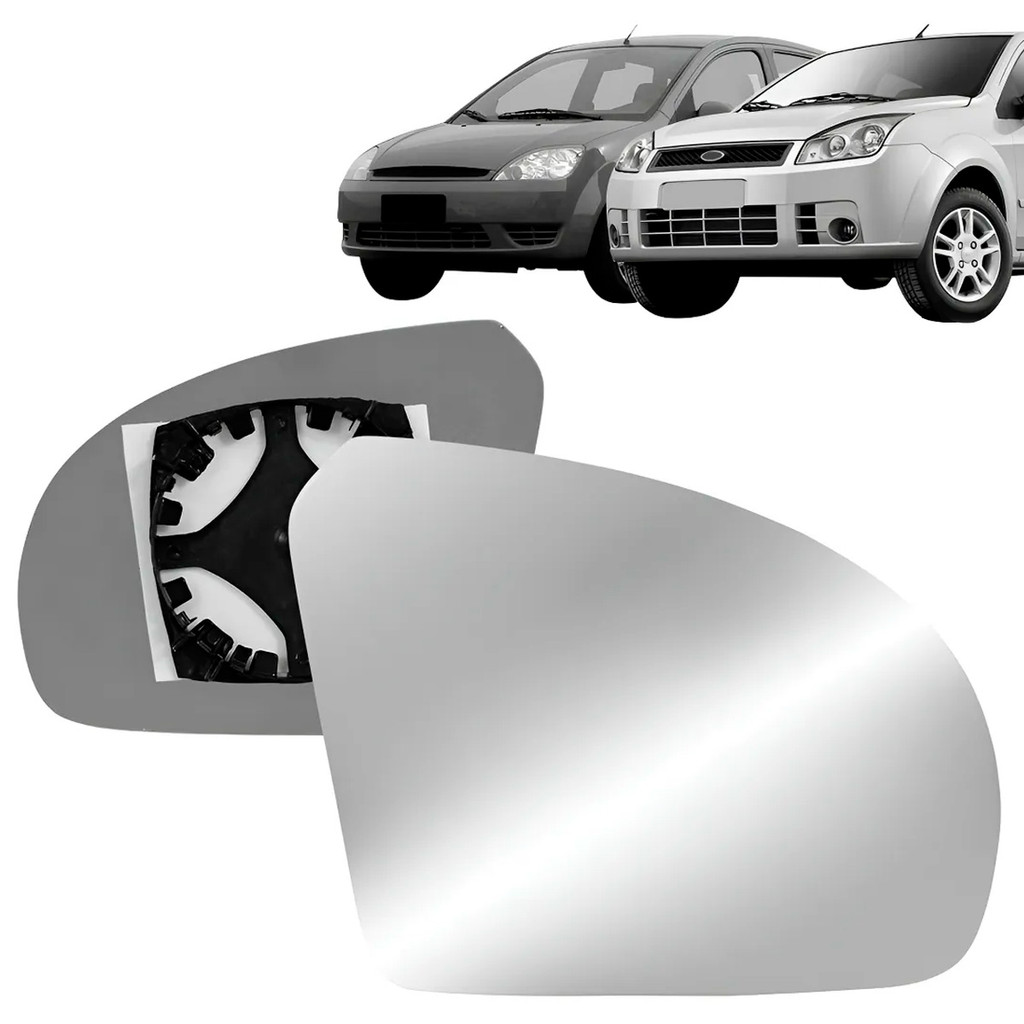 Lente Espelho Retrovisor Com Placa Fiesta 2003 2004 2005 2006 2007 2008 2009 2010 2011