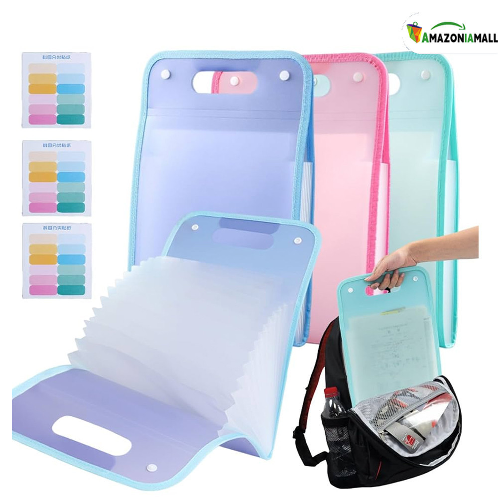 Pasta Expansiva A4 com 12 Compartimentos para Materiais Escolares