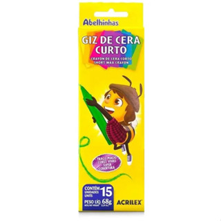 Giz De Cera Curtom 15 Cores Escolar Acrilex Lavável em Oferta na Shopee