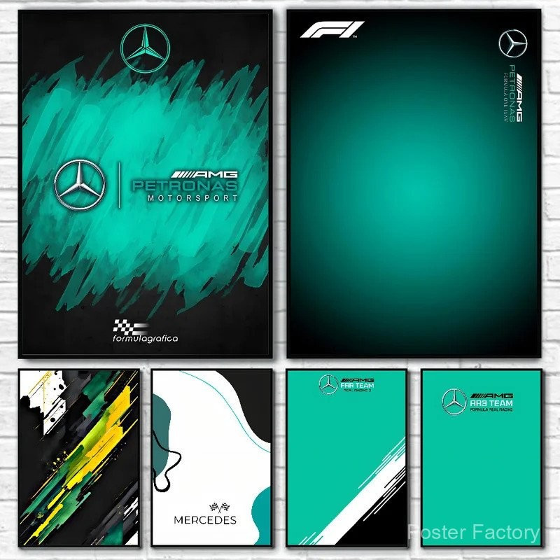 1PC Pôster Minimalista Compatível com F1 Technic Arte Autoadesiva Adesivo de Papel Impermeável Decoração de Parede para