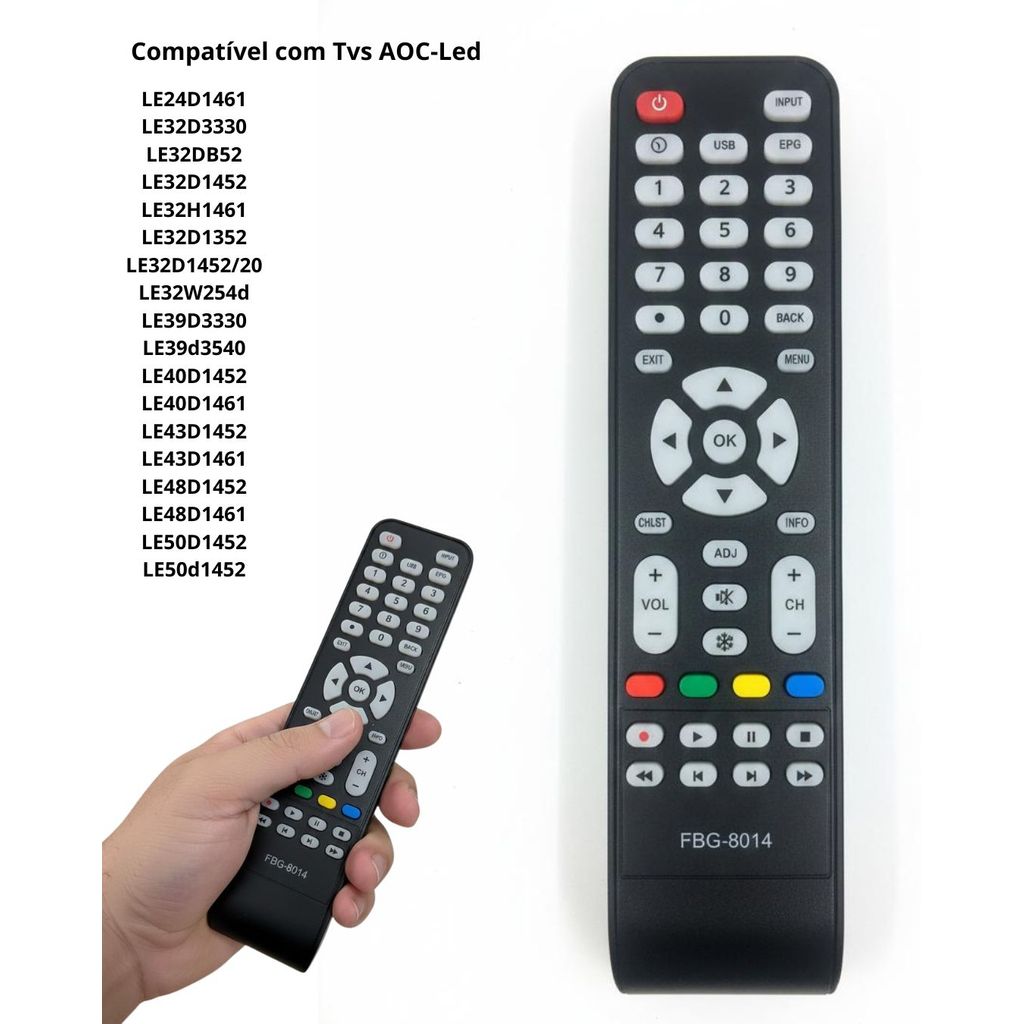 Controle Remoto Tv AOC Modelo Le32h1465 Lcd LED 8014fbg/sky/le7462-new