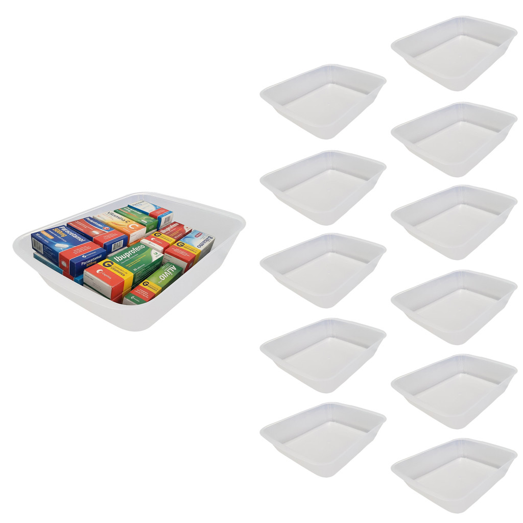Cestinha Organizadora Plástico Resistente Cesto Farmácia Perfumaria Mercado Multiuso Kit 12pçs
