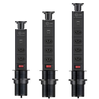 Torre de Tomada Embutir com USB e USB-C Multiplug 2 3 4 Tomadas 2500W 250V Mesa Bancada
