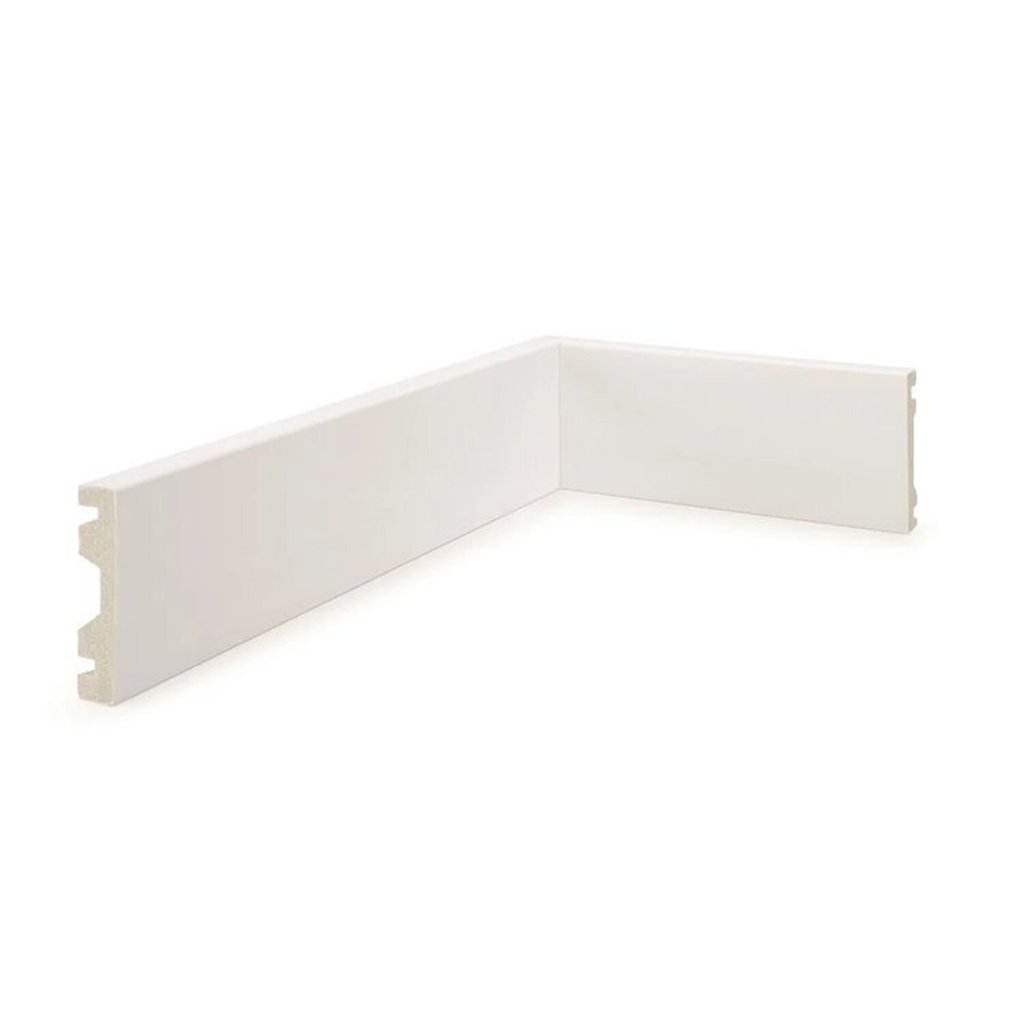 Kit 24m Linear Rodapé de Poliestireno 7cm x 15mm x 2,40m Liso Nfr Branco