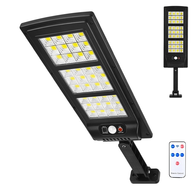 Luminária Led 300W 180cob Solar Refletore Poste Rua Sensor Controle Com 3 Funçõe