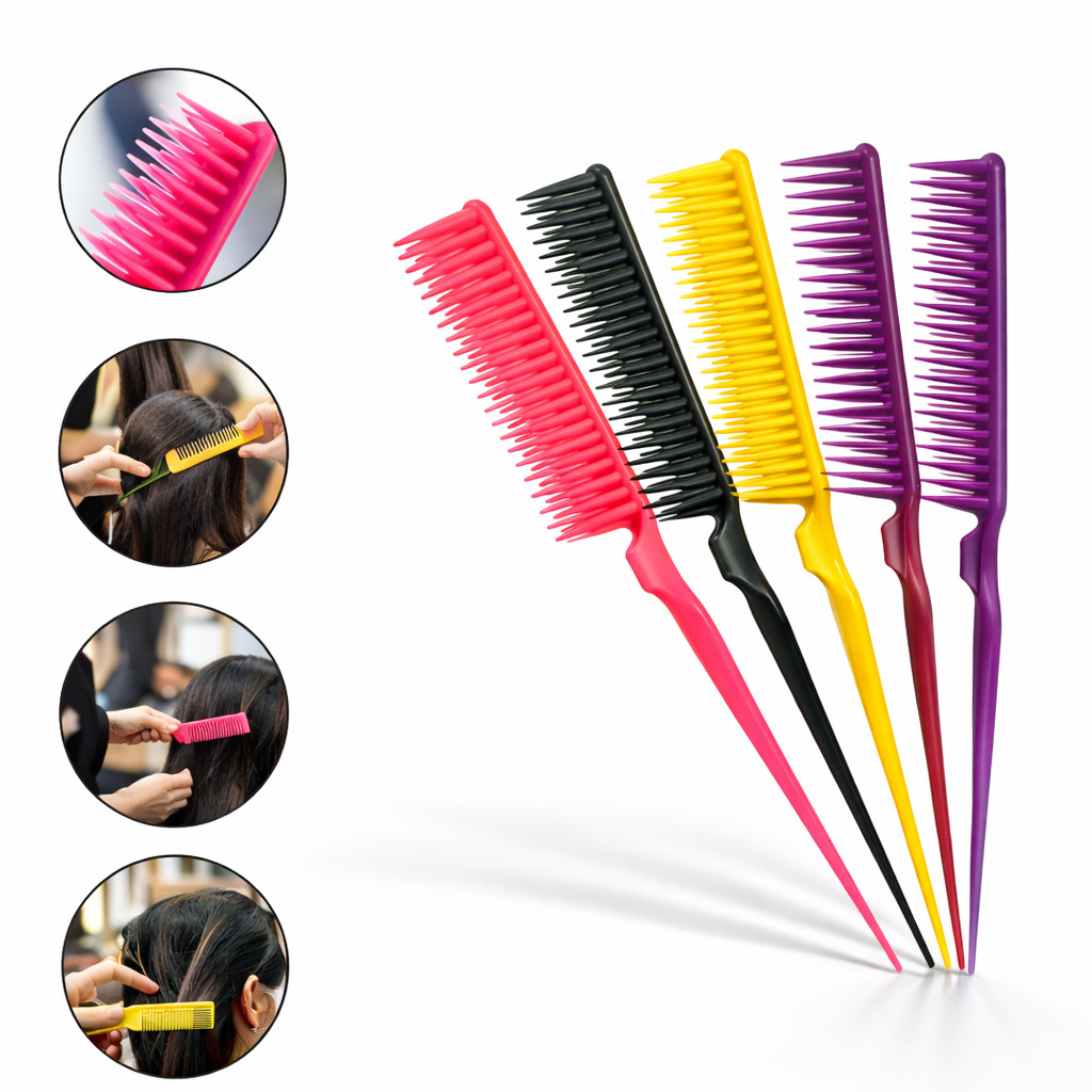 Pente Escova 3 Fileiras Para Cachos Definidos Desembaraça Sem Frizz Profissional Salão De Beleza
