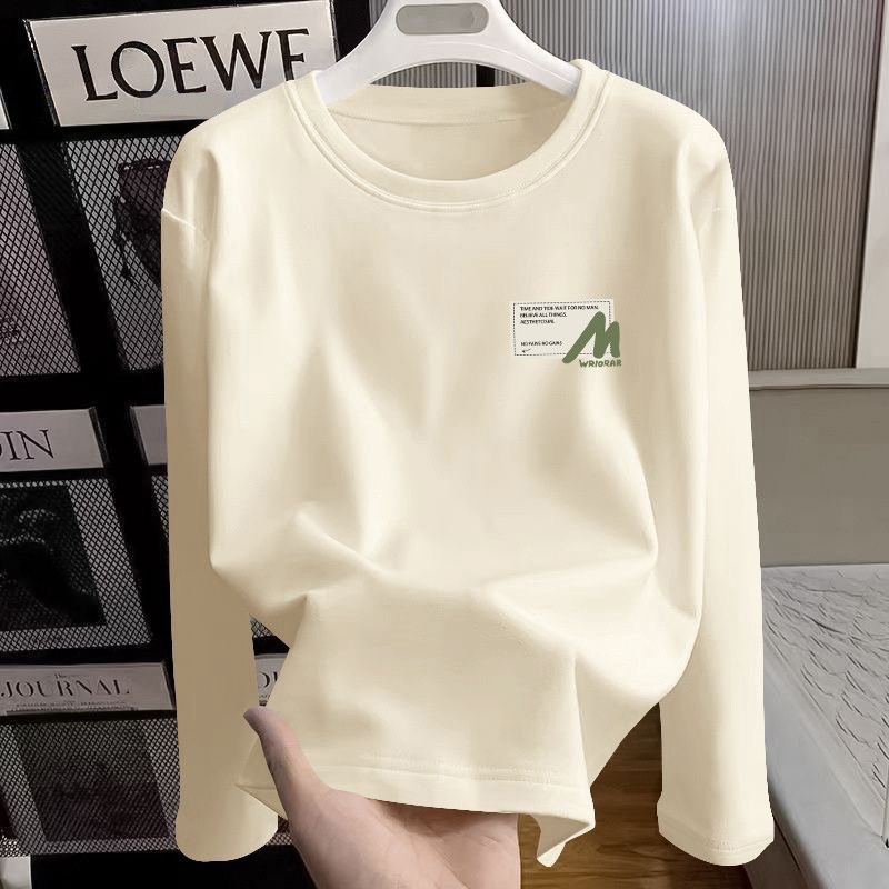 Algodão puro americano High street Wear manga comprida camiseta masculina 2026 primavera novo estilo solto tamanho grand