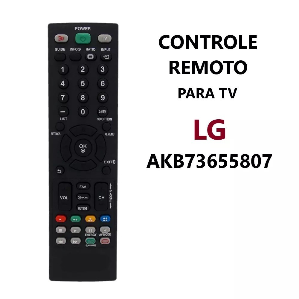 7469 Controle Remoto Compatível de TV LG Led Lcd AKB73655807