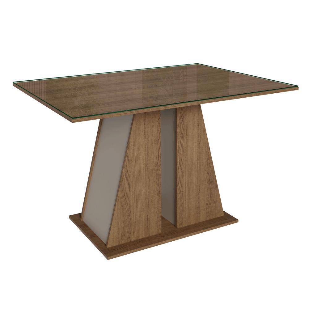 Mesa de Jantar Retangular Tampo de Vidro Rustic/Crema 5383 Madesa