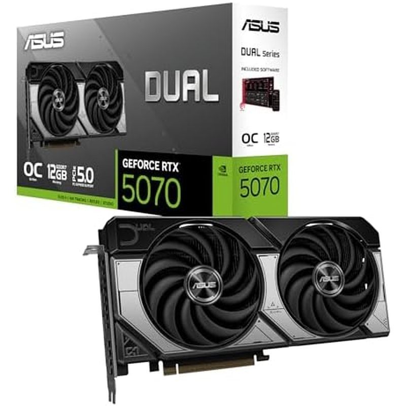 ASUS GeForce RTX Duplatm 5070 12GB GDDR7 OC Edition (PCIe 5.0 , DLSS 4 , HDMI 2.1b , DisplayPort Design Compacto De Vent