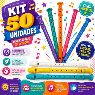 Kit 50 Flauta Doce Brinquedo Prenda Presente Atacado Festa Junina Pescaria Lembrancinhas Sopro