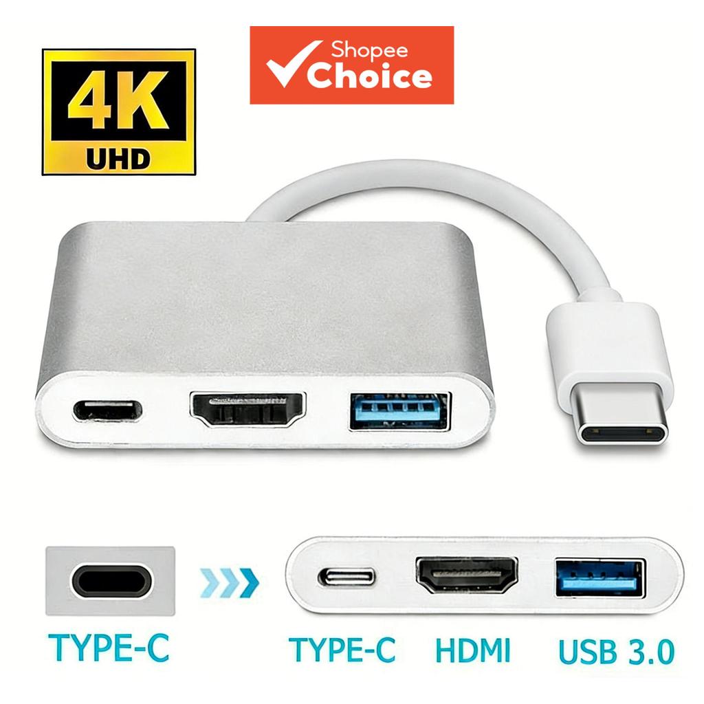 Conversor USB-C para Adaptador HDMI 4K HDTV Compatível com Projetor TV e Hub de Vídeo