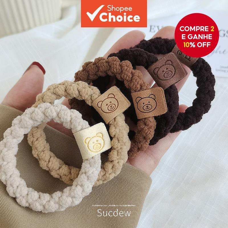 5 Peças De Laços De Cabelo De Urso Elásticos Altos Para Mulheres E Meninas Acessórios