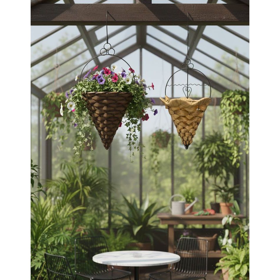 Mini Cesta de Vime Multiuso Reforçado com Arame Vime Decorativo Perfeito para Colocar Flores 18x10x34cm - 9241