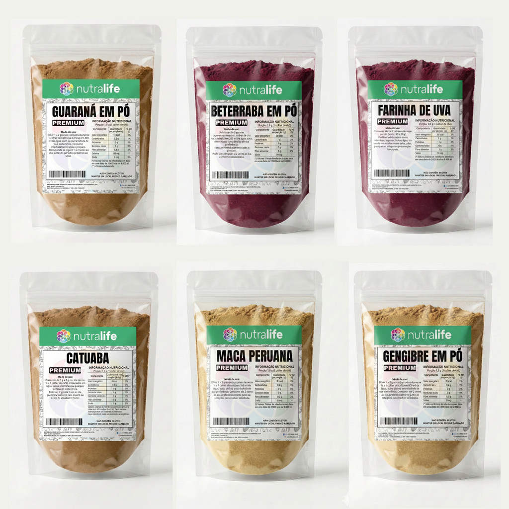 Blend Natural em Pó com Guaraná, Gengibre, Beterraba, Uva e Outros – 600g | Sem Açúcar