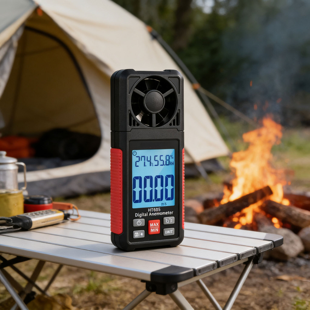 Anemômetro Digital 0.40-30m/s Com Visor LCD Retroiluminado-Medidor de Velocidade do Vento e Temperatura (-20°C a 60°C)