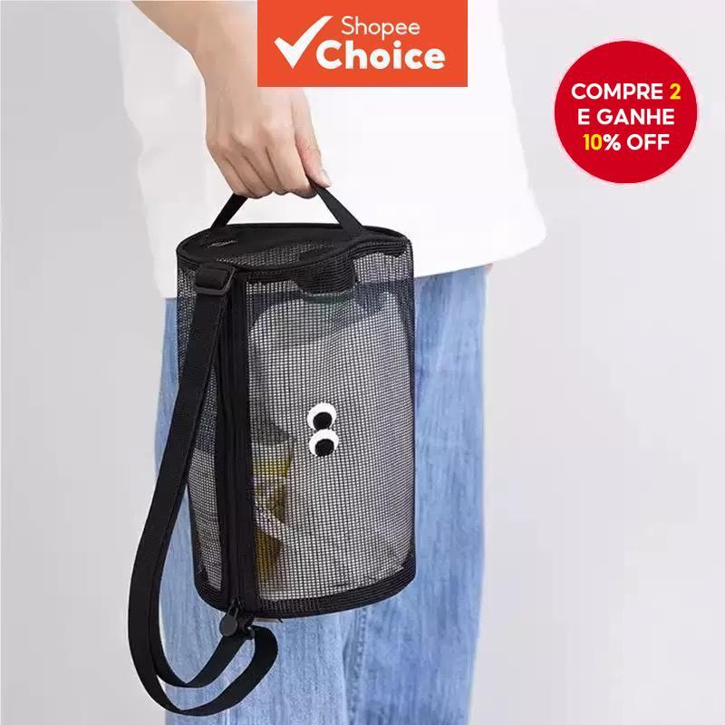 Mulheres INS Grande Capacidade Impermeável Crossbody Bolsa Bonito Praia Use Malha Respirável Cosméticos