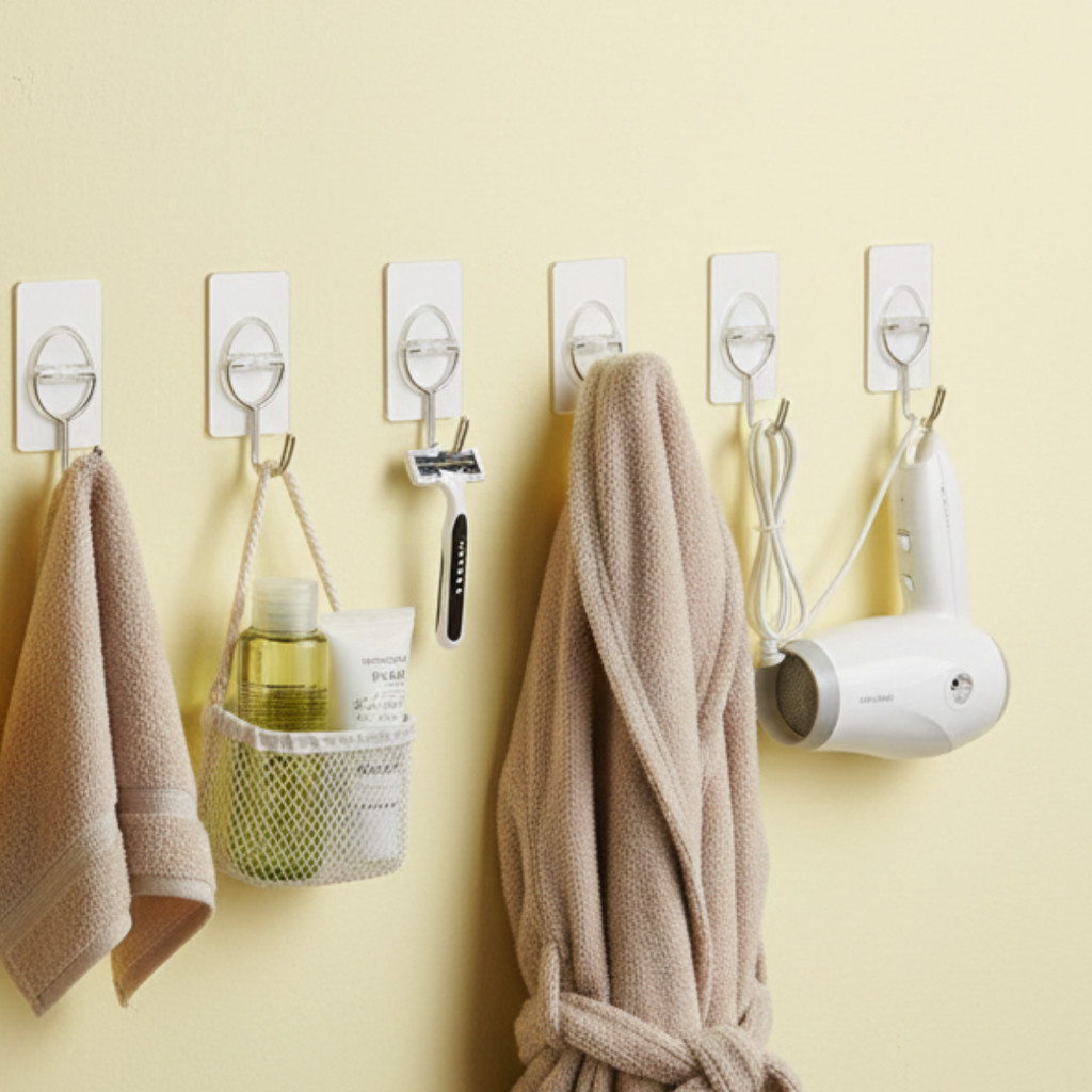 Gancho Adesivo de Plástico 6uni 15kg Multiuso Transparente em Oferta na Shopee