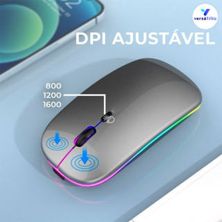 Jogo ergonômico recarregável sem fio LED RGB Click Silent 2.4 GHz, adequado para jogos em Home Office em Oferta na Shopee